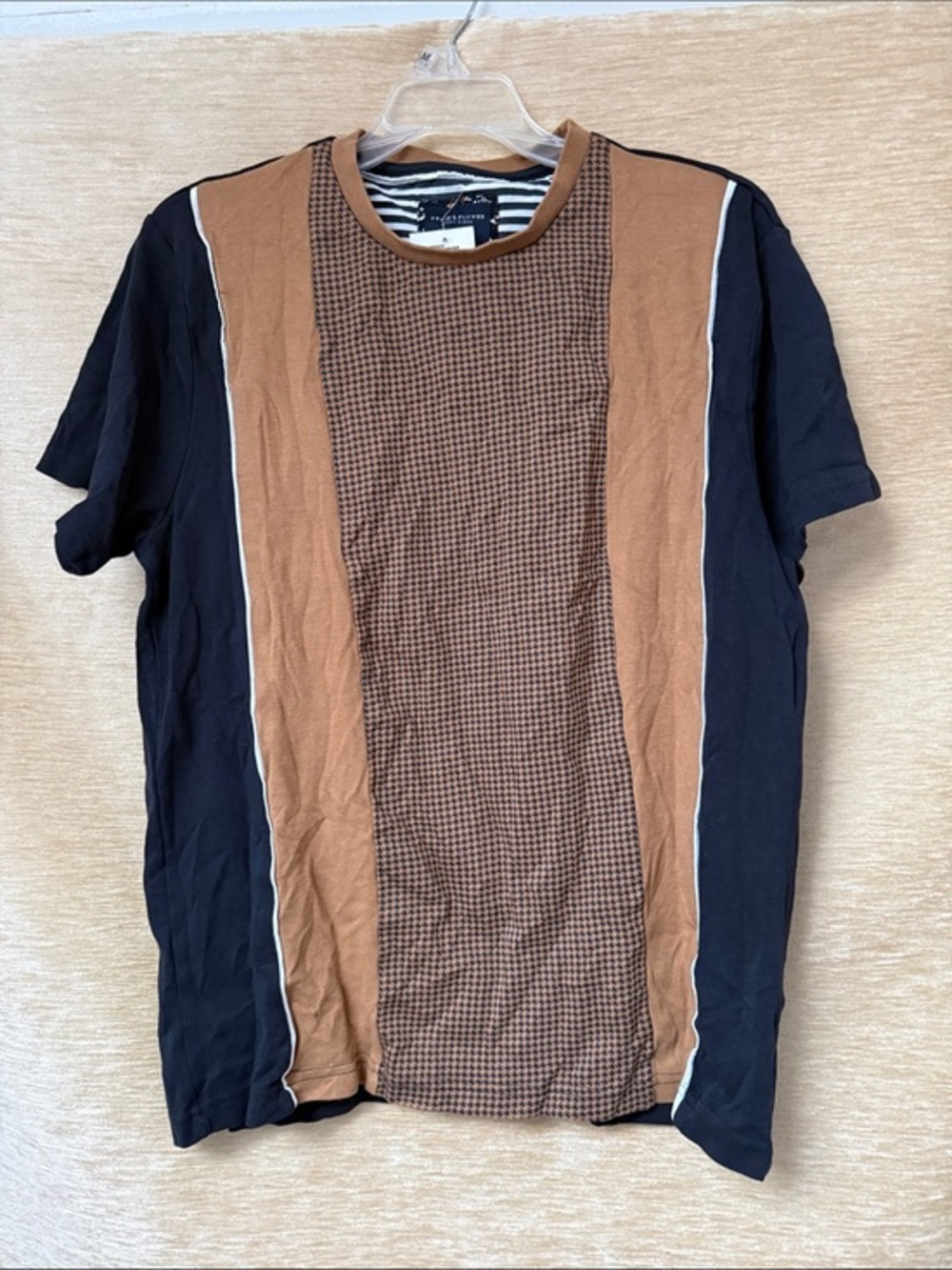 Denim & Flower Black and Brown Panel Short Sleeve Tee